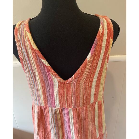 Marine Layer Womens Sleeveless Tiered Gauze Striped Boho Maxi Dress Size Medium - Picture 9 of 10